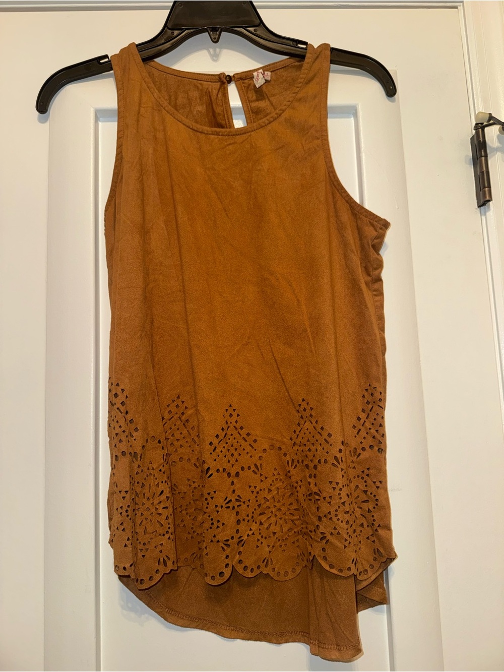 Red Camel Women's Laser-Cut Tank Top in Rust Brown